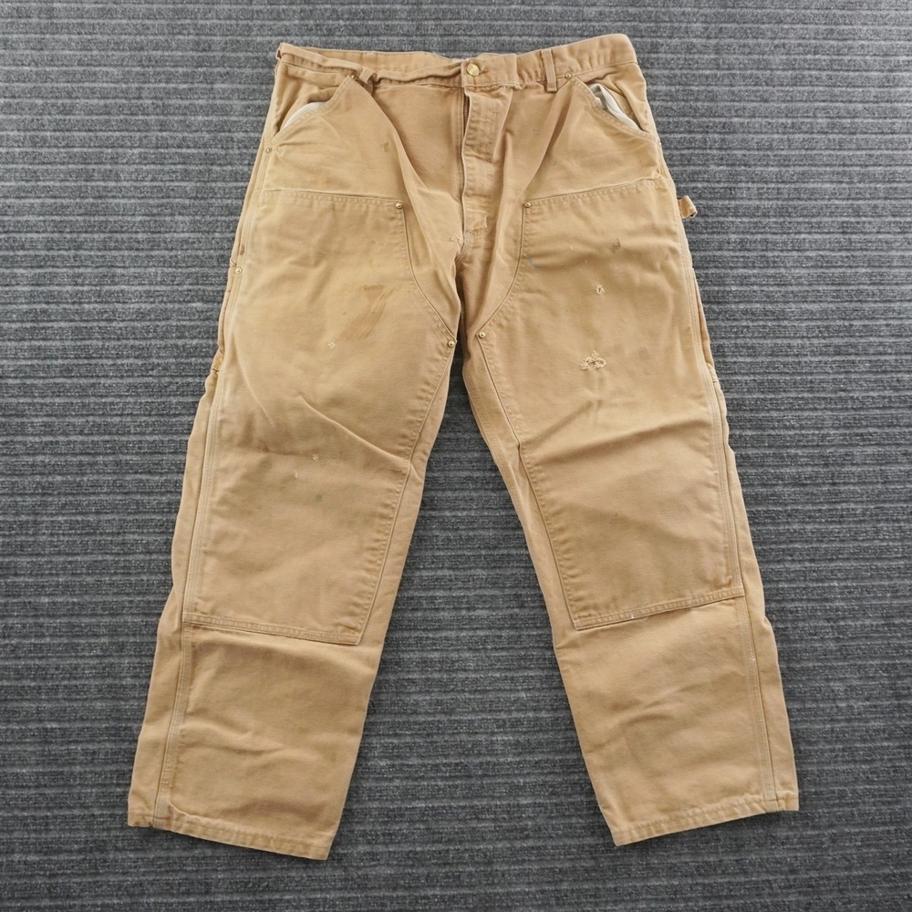 Vintage 90s Carhartt Double Knee Front Carpenter Logger Pants 36x30 Distressed